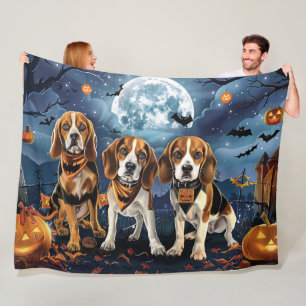 Beagle Halloween Spooky Fleece Blanket