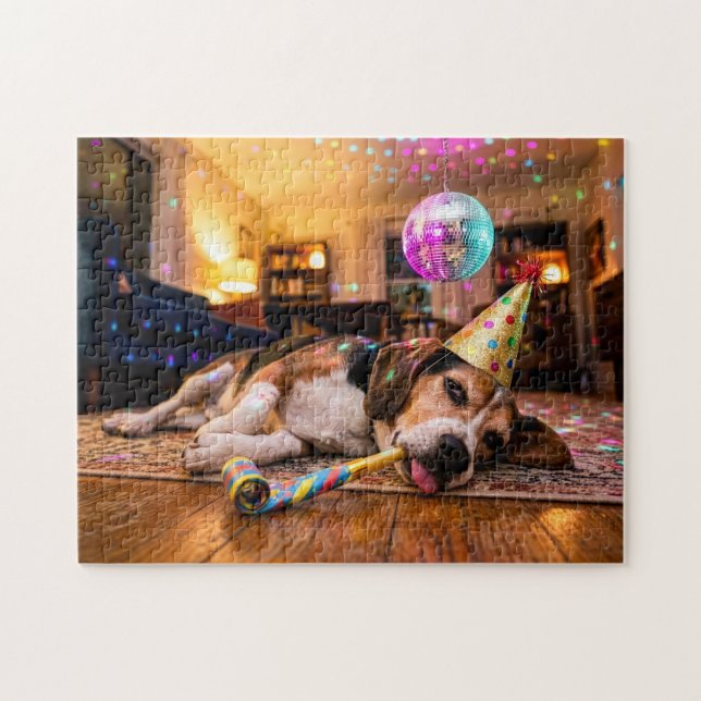 Beagle Hangover After New Year Party Jigsaw Puzzle (Horizontal)