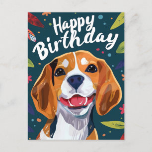 Beagle Happy Birthday Postcard