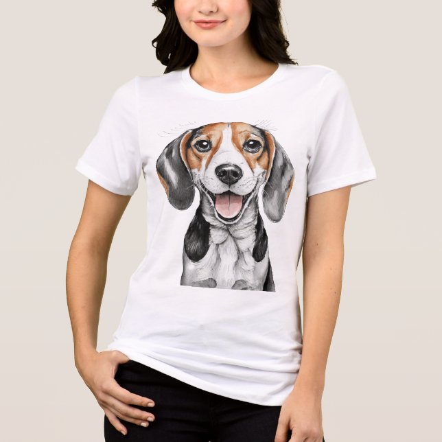 Beagle Happy Face dog Tri-Blend Shirt (Front)
