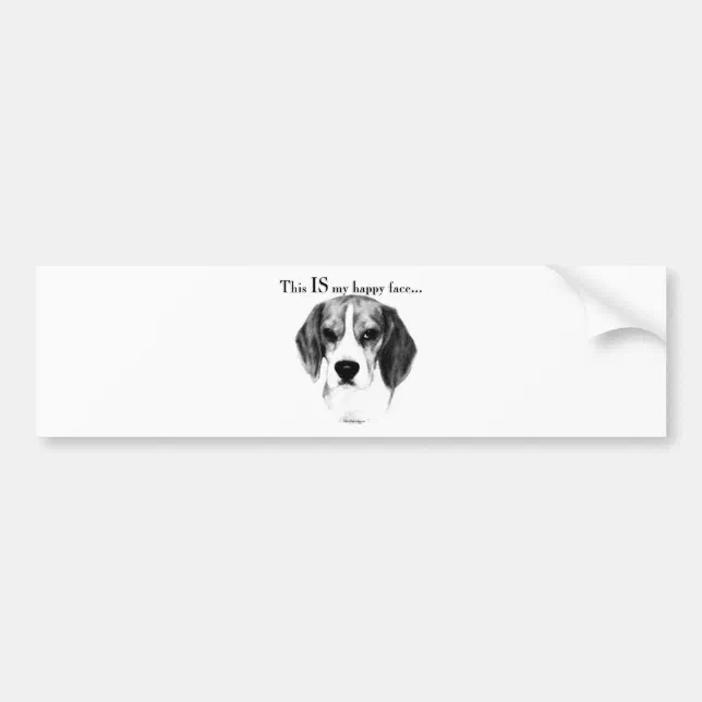 Beagle Happy Face; Happy Beagle; Grumpy Beagle Bumper Sticker | Zazzle