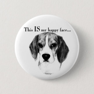 Beagle Happy Face; Happy Beagle; Grumpy Beagle Button
