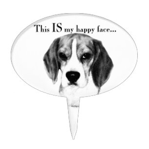 Beagle Happy Face; Happy Beagle; Grumpy Beagle Cake Topper