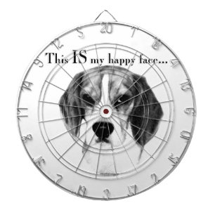 Beagle Happy Face; Happy Beagle; Grumpy Beagle Dartboard With Darts