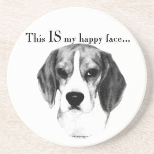 Beagle Happy Face; Happy Beagle; Grumpy Beagle Drink Coaster