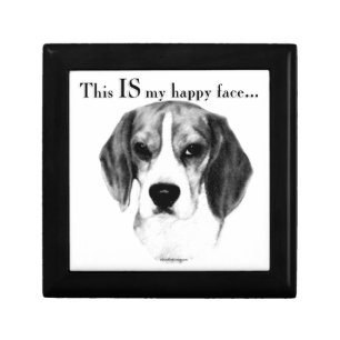 Beagle Happy Face; Happy Beagle; Grumpy Beagle Keepsake Box