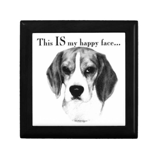 Beagle Happy Face; Happy Beagle; Grumpy Beagle Keepsake Box (Front)