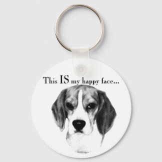 Beagle Happy Face; Happy Beagle; Grumpy Beagle Keychain