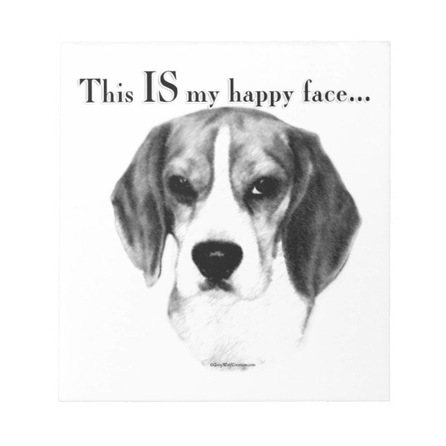 Beagle Happy Face; Happy Beagle; Grumpy Beagle Notepad (Front)