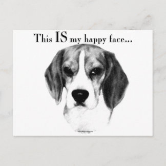 Beagle Happy Face; Happy Beagle; Grumpy Beagle Postcard