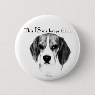 Beagle Happy Face Pinback Button