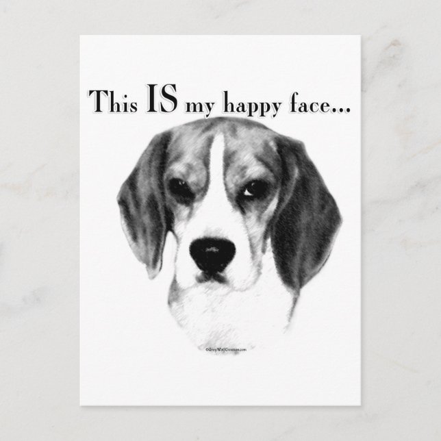 Beagle Happy Face Postcard (Front)