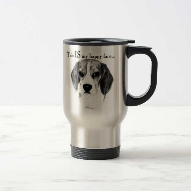 Beagle Happy Face Travel Mug (Right)