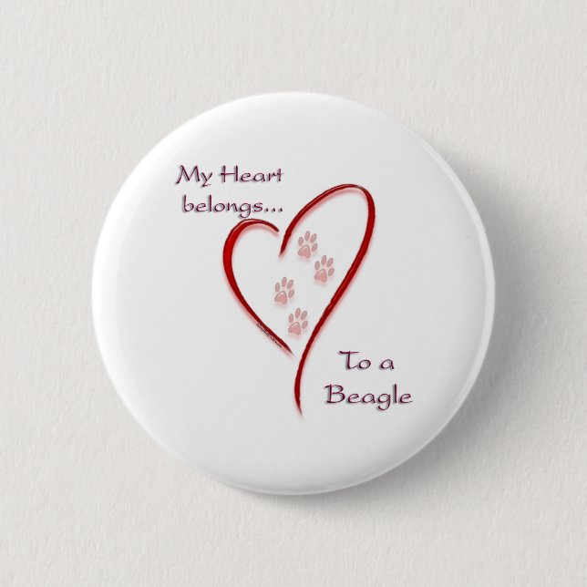 Beagle Heart Belongs Pinback Button (Front)
