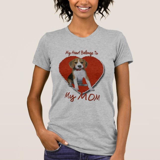 Beagle Heart Belongs To MOM - Customized T-Shirt (Front)