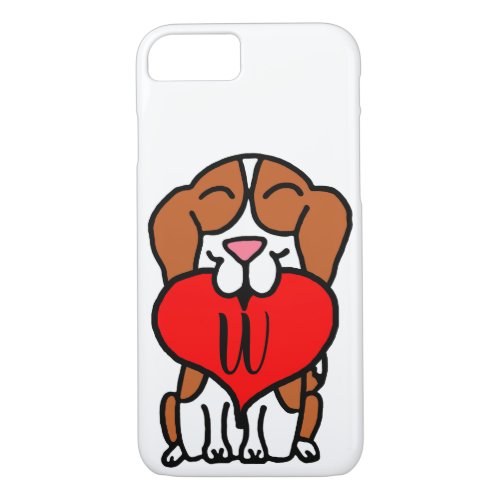 Beagle Heart Cartoon Monogram iPhone 87 Case