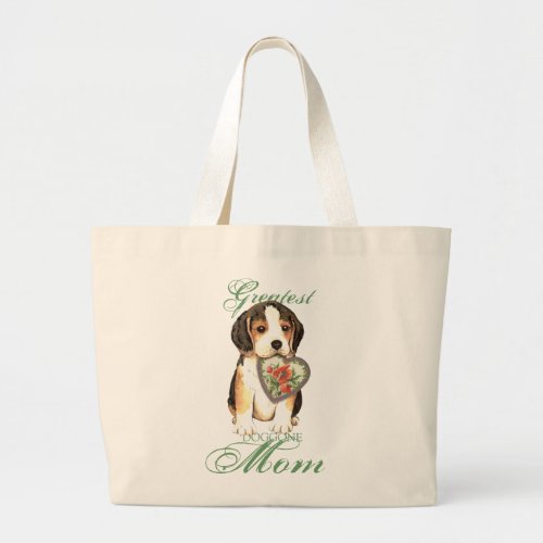 Beagle Heart Mom Large Tote Bag