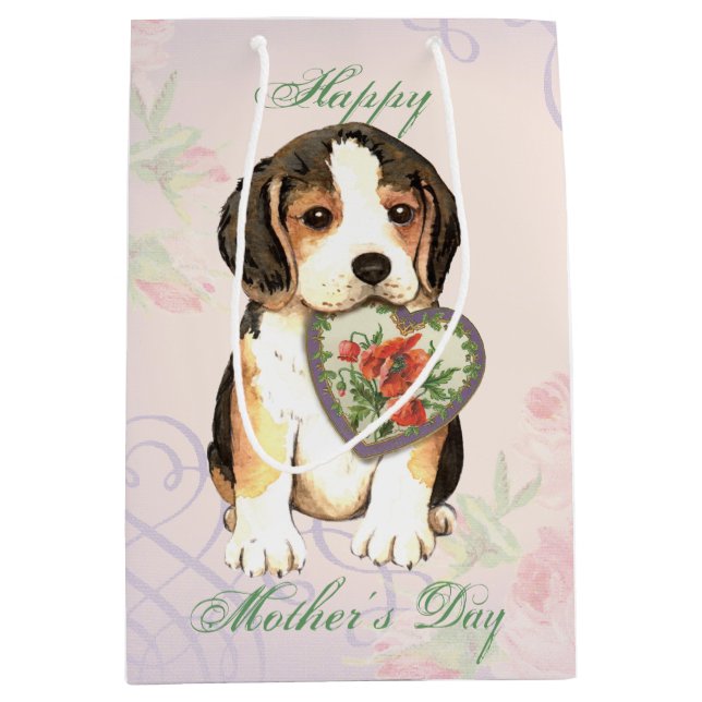Beagle Heart Mom Medium Gift Bag (Front)