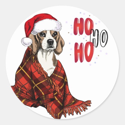 Beagle Ho Ho Ho Classic Round Sticker