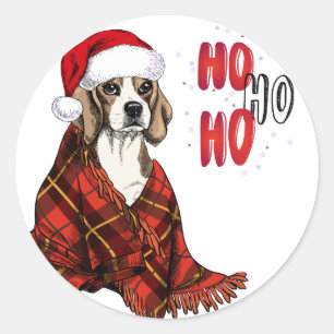 Beagle Ho Ho Ho Classic Round Sticker