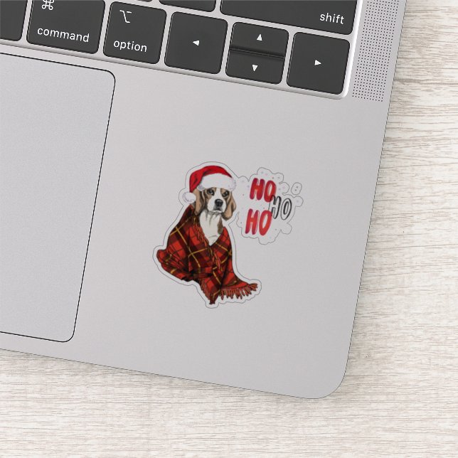 Beagle Ho Ho Ho Transparent Sticker (Detail)