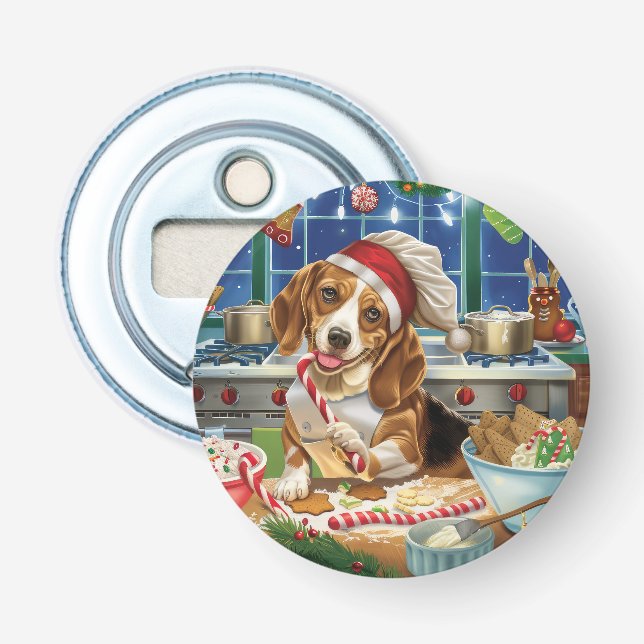 Beagle Holiday Baking: Festive Christmas Bottle Opener (Front)