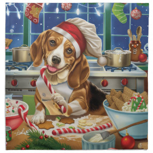 Beagle Holiday Baking: Festive Christmas Cloth Napkin