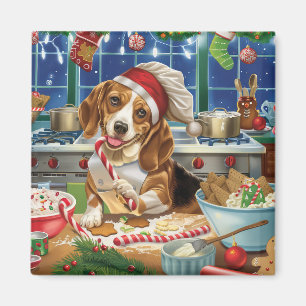 Beagle Holiday Baking: Festive Christmas Magnet