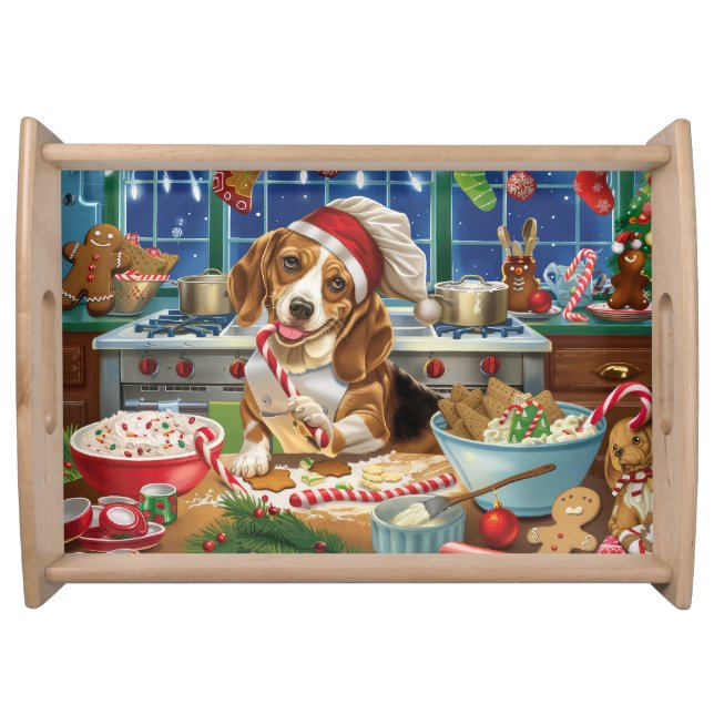 Beagle Holiday Baking: Festive Christmas Serving Tray (Front)