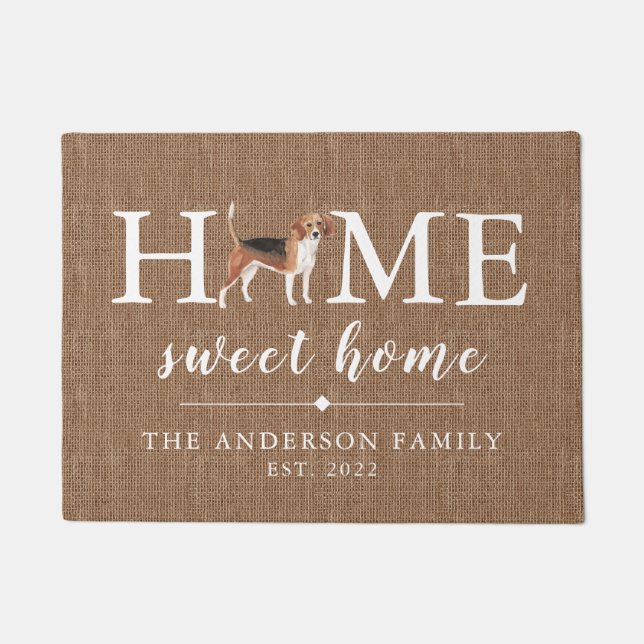 Beagle Home Sweet Home Personalized Doormat (Front)