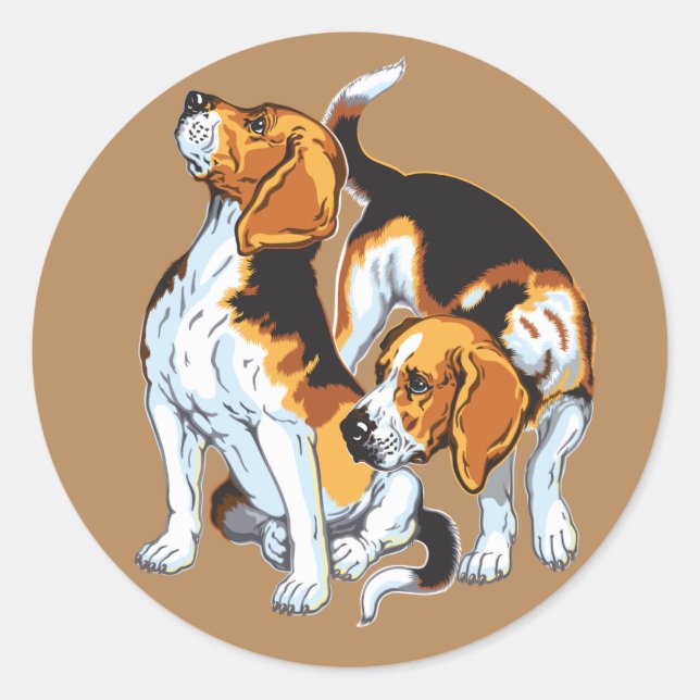 beagle hound classic round sticker (Front)