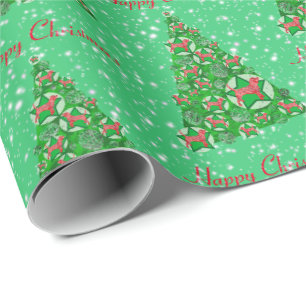 Beagle Hound Dog Christmas Tree Holiday Star Wrapping Paper