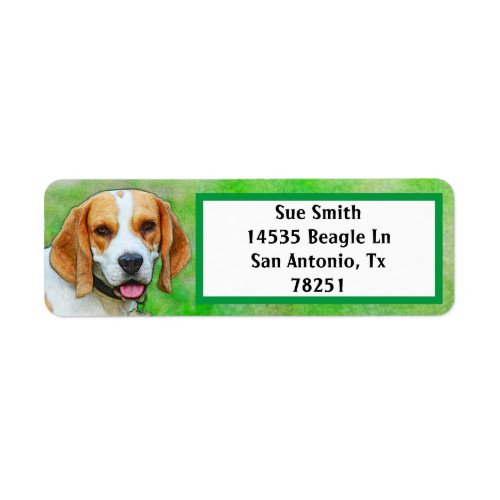 Beagle Hound Dog Color Sketch Return Address Label