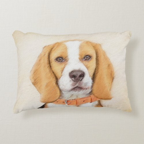 Beagle Hound Dog Painting Original Animal Art Accent Pillow