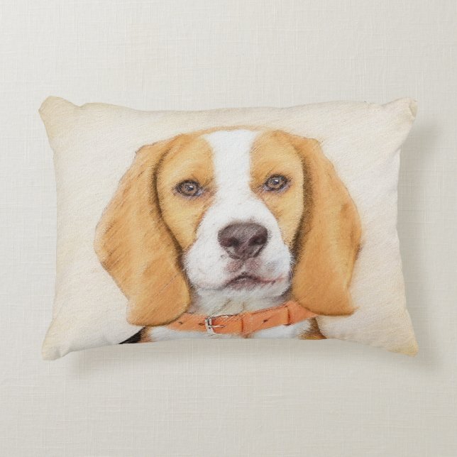 Beagle Hound Dog Painting Original Animal Art Accent Pillow (Front)