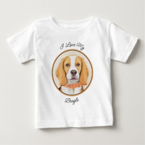 Beagle Hound Dog Painting Original Animal Art Baby T_Shirt