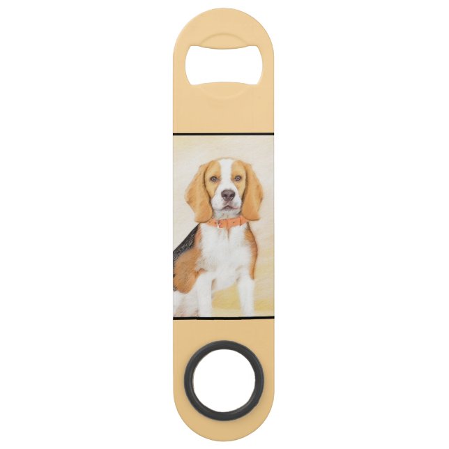 Beagle Hound Dog Painting Original Animal Art Bar Key (Front)