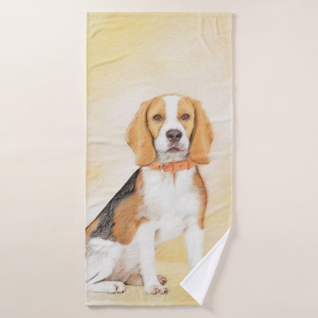 Beagle Hound Dog Painting Original Animal Art Bath Towel Set (Bath Towel)