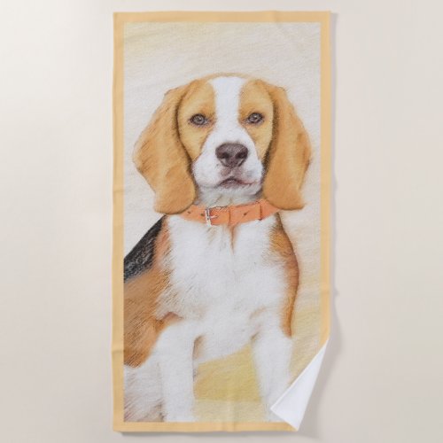 Beagle Hound Dog Painting Original Animal Art Beach Towel