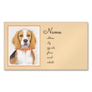 Beagle Hound Dog Painting Original Animal Art Business Card Magnet