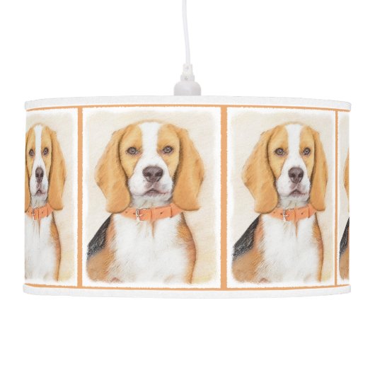 Beagle Hound Dog Painting Original Animal Art Ceiling Lamp (Left)