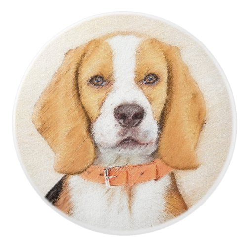 Beagle Hound Dog Painting Original Animal Art Ceramic Knob