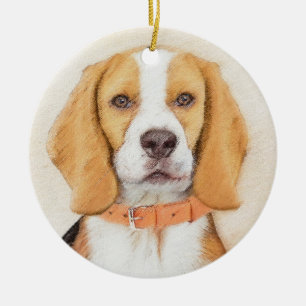 Beagle Hound Dog Painting Original Animal Art Ceramic Ornament