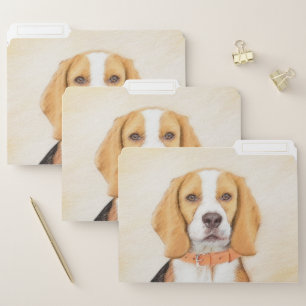 Beagle Hound Dog Painting Original Animal Art File Folder