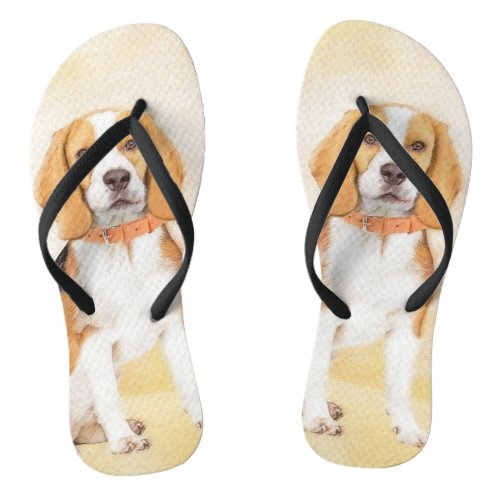 Beagle Hound Dog Painting Original Animal Art Flip Flops