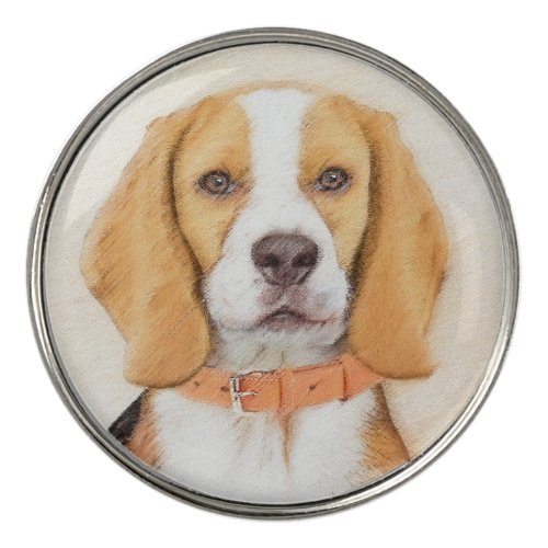 Beagle Hound Dog Painting Original Animal Art Golf Ball Marker