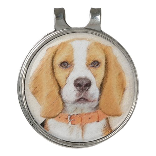 Beagle Hound Dog Painting Original Animal Art Golf Hat Clip