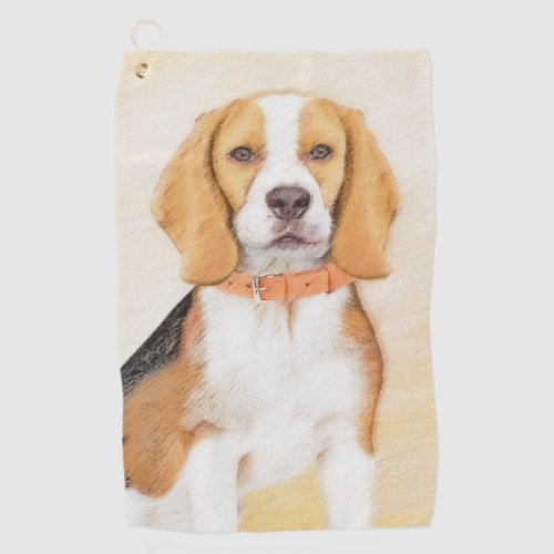Beagle Hound Dog Painting Original Animal Art Golf Towel