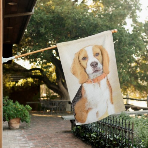 Beagle Hound Dog Painting Original Animal Art House Flag