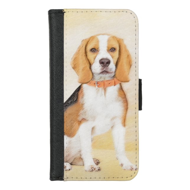 Beagle Hound Dog Painting Original Animal Art iPhone Wallet Case (Front)